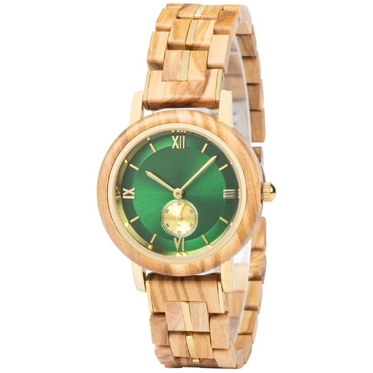 NEW Aura Emerald Wood Watch