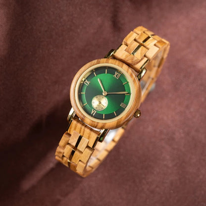 NEW Aura Emerald Wood Watch