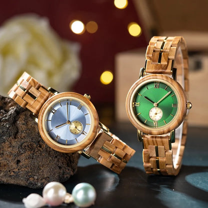 NEW Aura Emerald Wood Watch