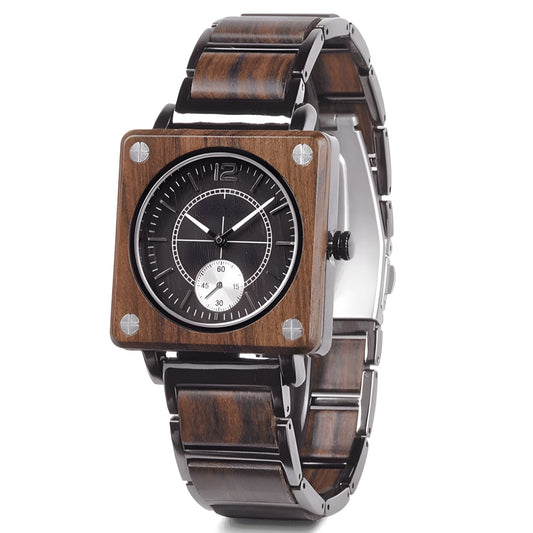 Iron Square Wood Watch