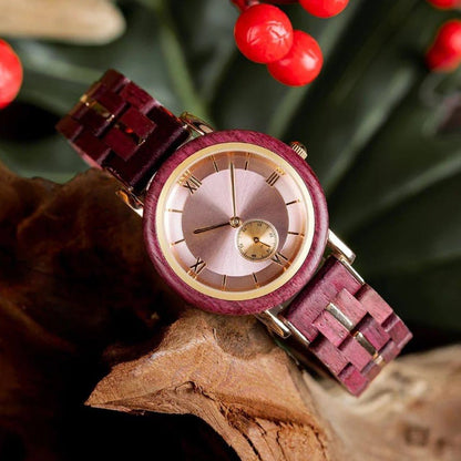 NEW Aura Blush Wood Watch