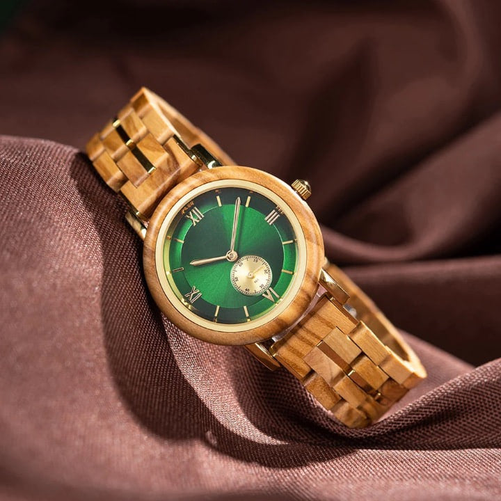 NEW Aura Emerald Wood Watch