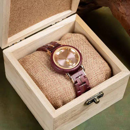 NEW Aura Blush Wood Watch