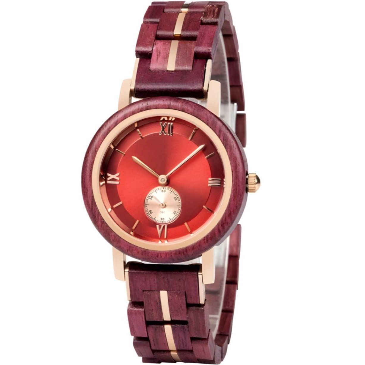 NEW Aura Crimson Wood Watch