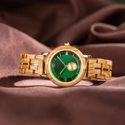 NEW Aura Emerald Wood Watch