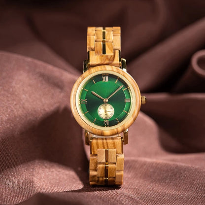 NEW Aura Emerald Wood Watch