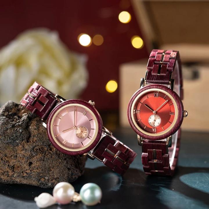 NEW Aura Blush Wood Watch