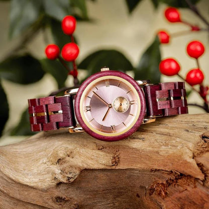 NEW Aura Blush Wood Watch