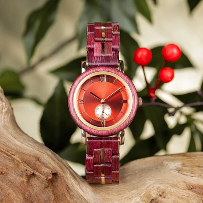 NEW Aura Crimson Wood Watch