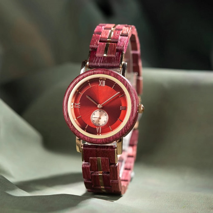 NEW Aura Crimson Wood Watch