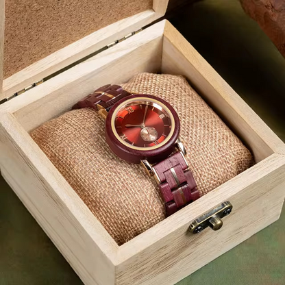 NEW Aura Crimson Wood Watch