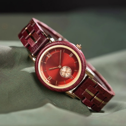 NEW Aura Crimson Wood Watch