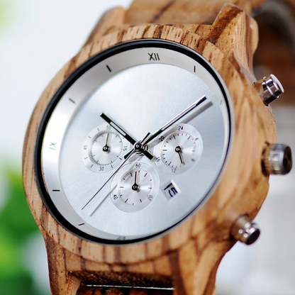 Mystic Silver Wood Watch