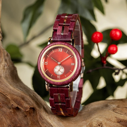 NEW Aura Crimson Wood Watch